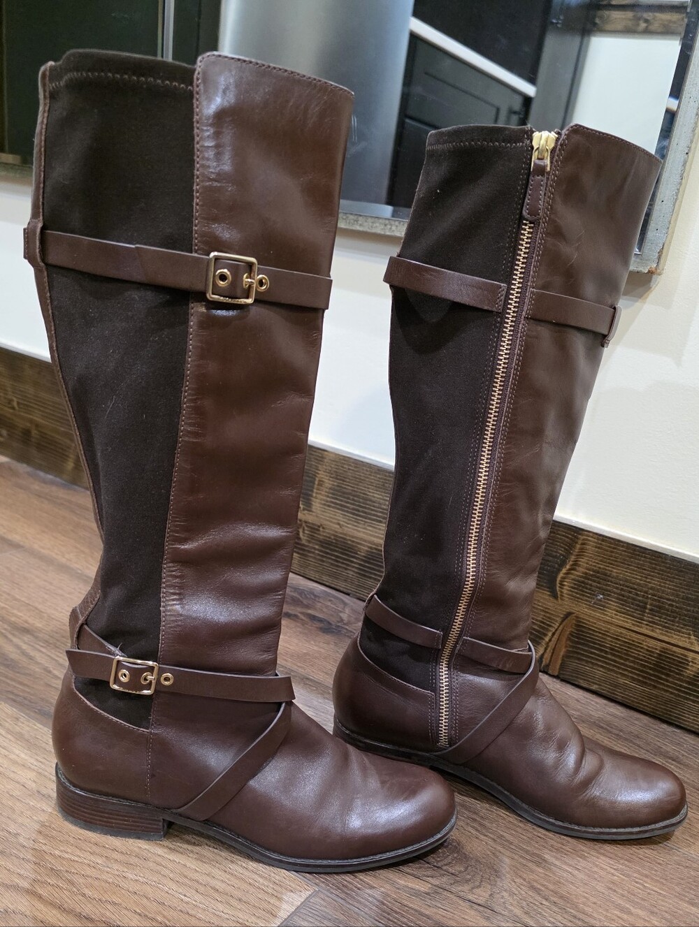 Cole Haan Grand OS Tall Brown Leather Riding Boots - Picture 2 of 7